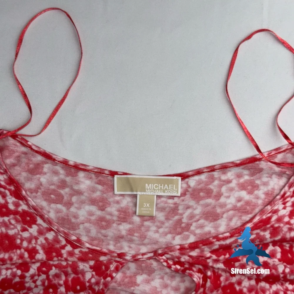 1138 MICHAEL Michael Kors Tunic Top – Size 3X – Red White Floral